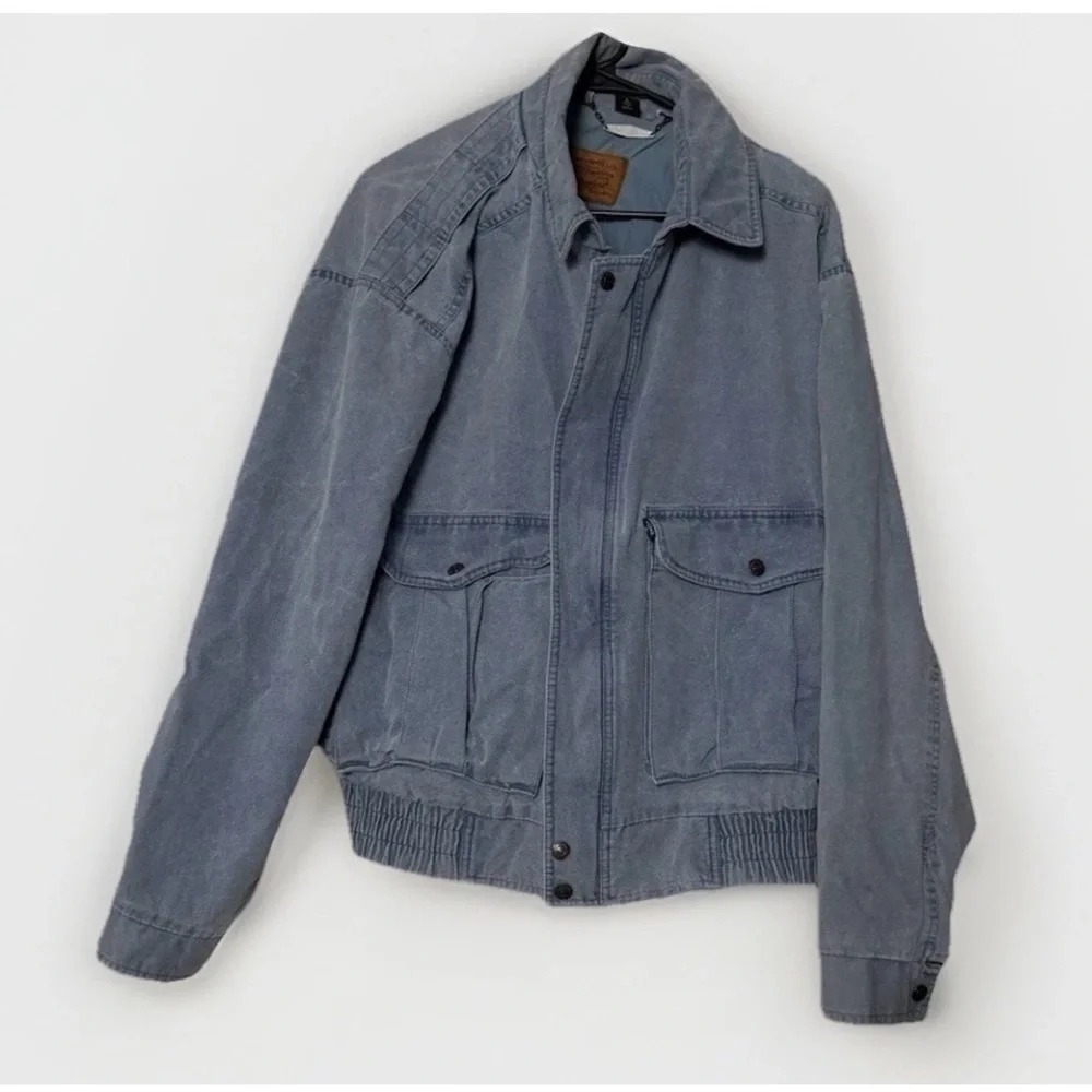 Vintage Levi’s Blue Utility Jacket Workwear Cotton Zip Snap Y2K